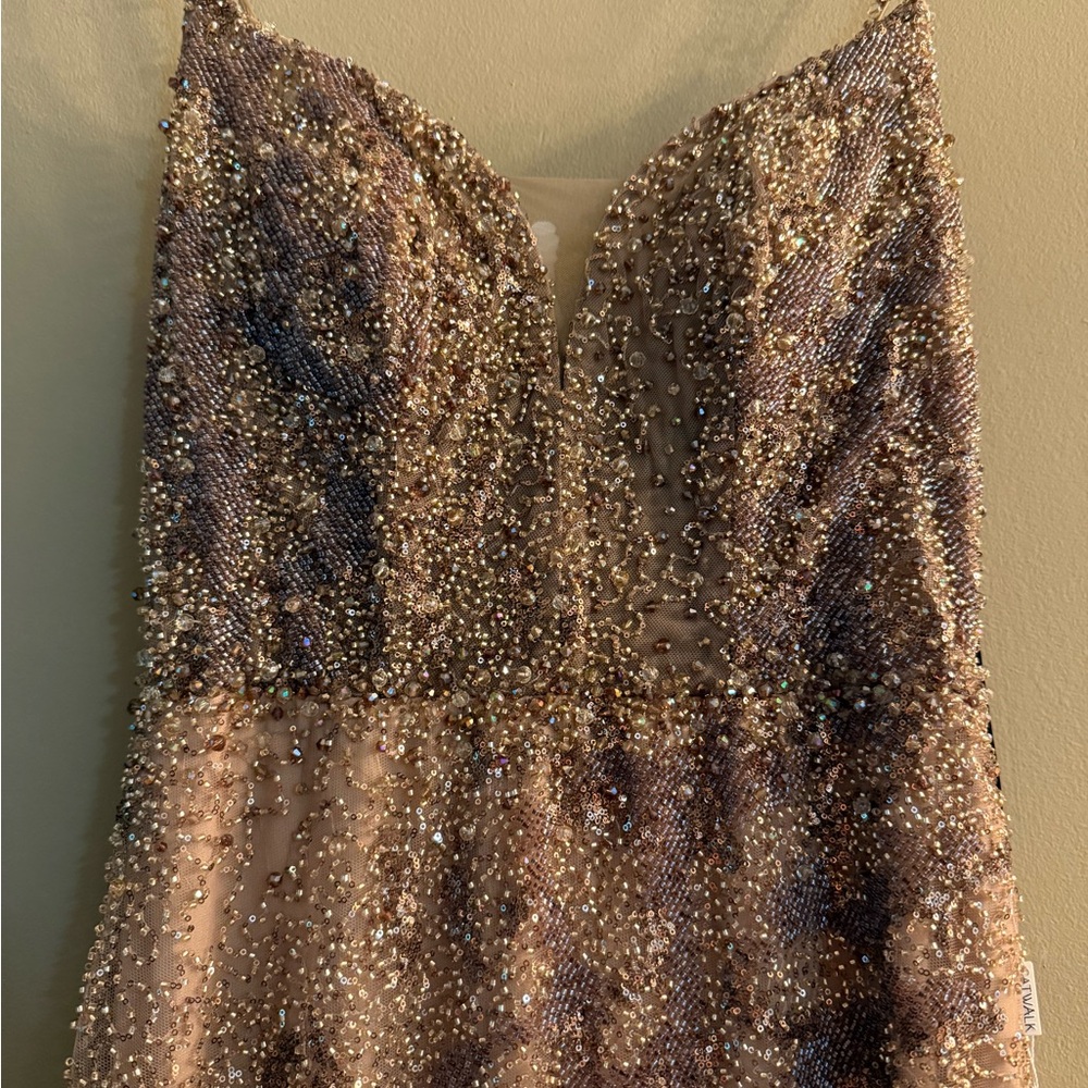 Catwalk couture formal dress prom gown evening pageant beaded elegant size new